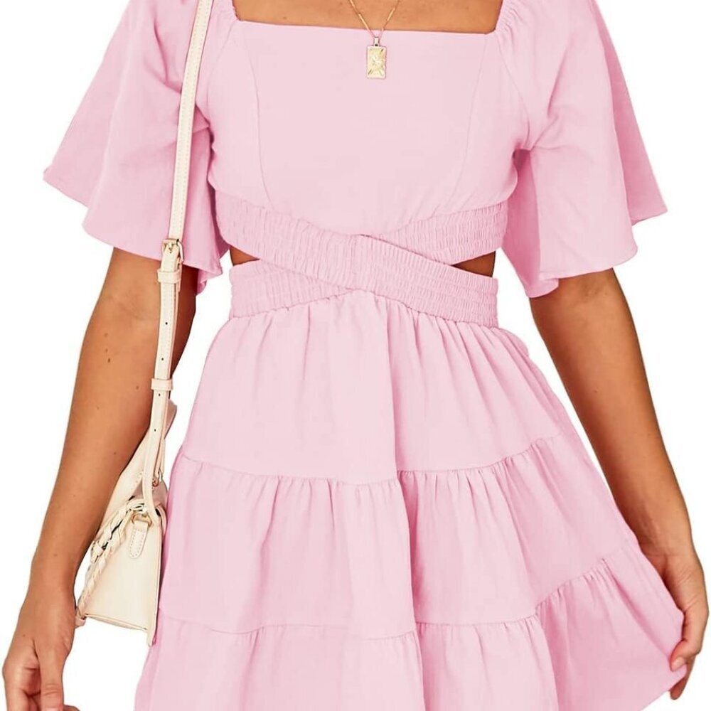 Women's Cotton Summer Dress X-Large Mini Casual Party Tiered Ruffle